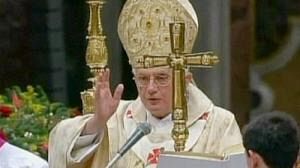 Pope continues despite being knocked down
