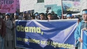 Afghans protest against the killing of civilians resulting from a NATO attack