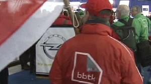 Opel workers protest at Brussels motor show