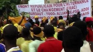 Opposition supporters demonstrating in Togo