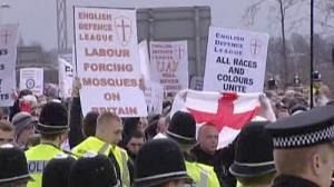 Mosque protesters in England clash with police