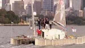 Yacht of plastic bottles arrives in Sydney