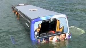 A bus Slides into Seine river in Paris