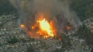 A huge blast has engulfed a neighbourhood near San Fransisco’s airport