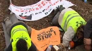 Protesters cause chaos to nuclear waste train trip