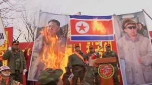 Anti-North Korean protests on eve of war games