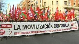 Spanish unions rally against pension reform