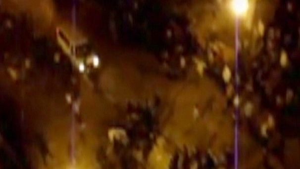 Vehicle drives over protesters in Egypt