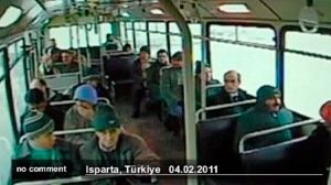 Onboard camera captures Turkey bus crash