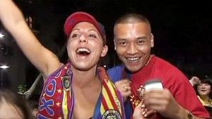 Barcelona fans celebrate Champions League success
