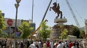 Giant Alexander statue erected in Skopje