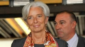 First day in job for Lagarde at IMF