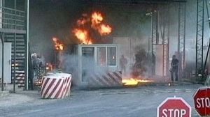 Kosovo border post set ablaze