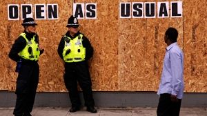 Calm returns to UK city streets