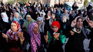 Joyful crowds pack Martyrs’ Square in Tripoli