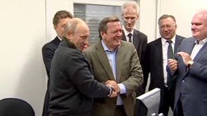 Putin and Schroeder get Nord Stream pumping