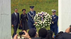 Barack Obama et son épouse Michelle à Shanksville en Pennsylvanie
