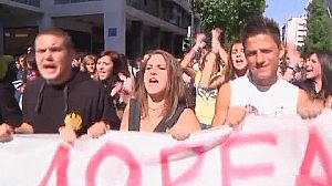 Scuffles as students protest in Athens