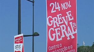 Portuguese workers stage a strike against cuts