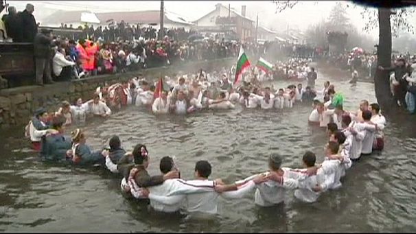 Icy plunge for Epiphany in Bulgaria