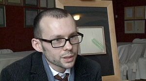 Polish art student hangs his own work in museum