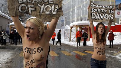 FEMEN protest in Davos FEMEN protest in Davos