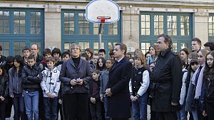 French pupils stand in silence to remember shooting victims  