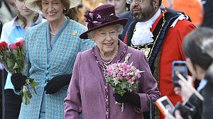 Britain’s Queen greets fans in royal town