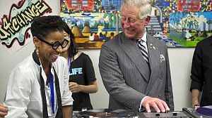 Prince Charles tries hand at being a DJ in Canada