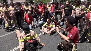 Greek firefighters stage angry protest
