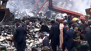 Nigerian president visits Lagos air crash site
