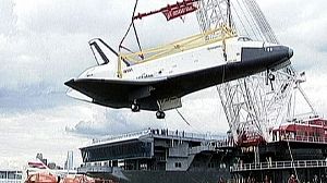 Enterprise ferried down New York Hudson to floating museum