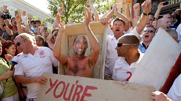 Euro 2012: England fans hold Sol Campbell protest