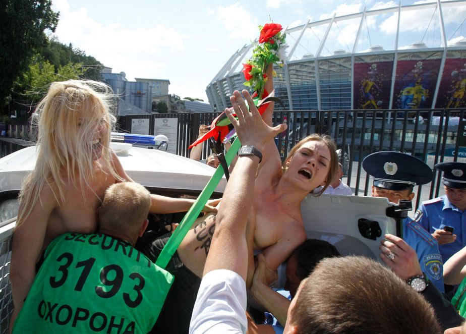 Femen protest against prostitution in Ukraine during Euro 2012 Femen protest against prostitution in Ukraine during Euro 2012