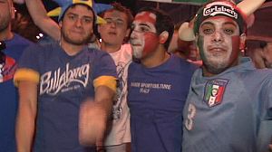 Italian football fans relish their win against England