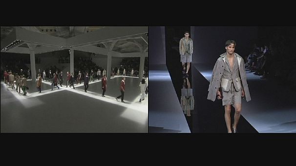 Prada goes for sporty stripes at Milan