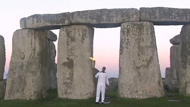 Olympic torch at Stonehenge