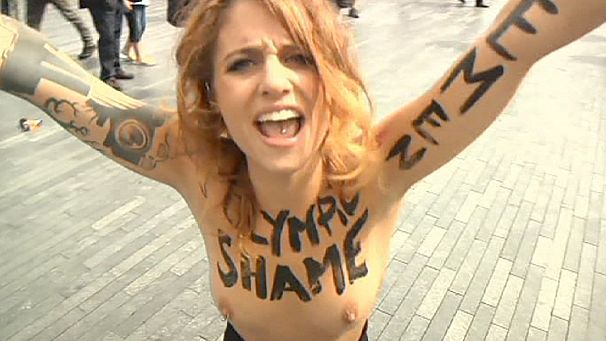 Topless protest in London