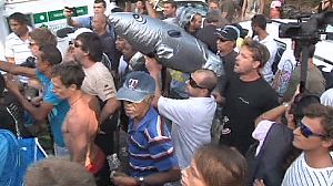 Surfers protest over shark attacks on French island