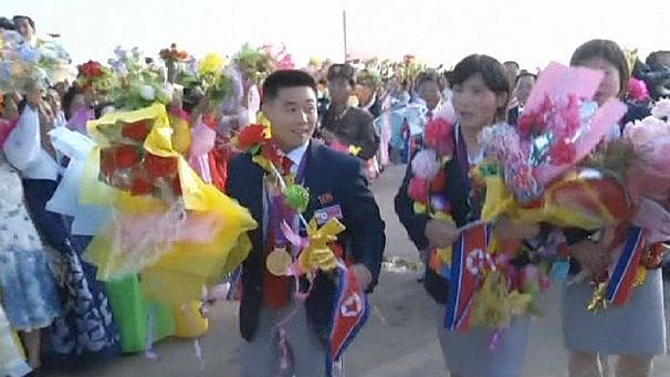 North Korean Olympians home