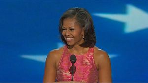 Michelle Obama calls for another term for her husband