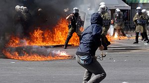 Protestors clash with riot police in Athens