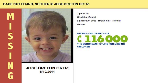 Missing children images on website error pages