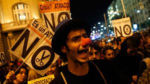 Crowds surround parliament building in Madrid