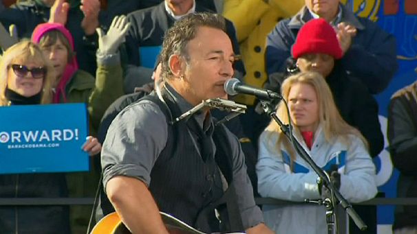 Bruce Springsteen warms up the crowd for Barack Obama
