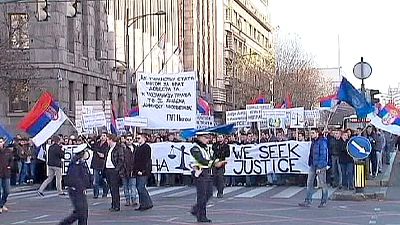 Serbian students protest against war crimes tribunal Serbian students protest against war crimes tribunal