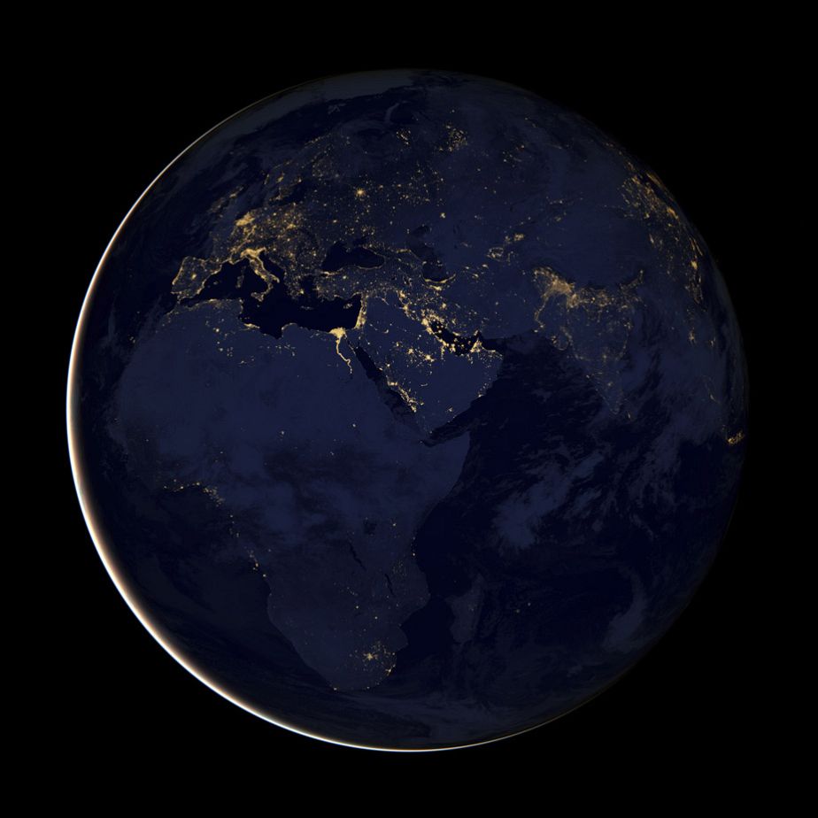 NASA satellite picture of Europe, Africa, and the Middle East by night NASA satellite picture of Europe, Africa, and the Middle East by night