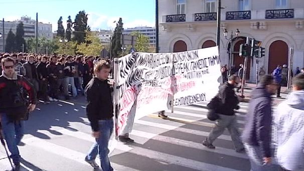 Greece : student protest rally in Athens