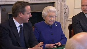 Queen Elizabeth II attends her first UK cabinet meeting