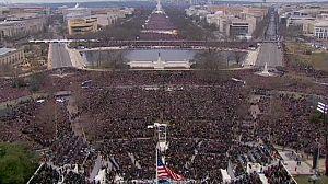 Jubilant crowds cheer on Barack Obama’s public inauguration